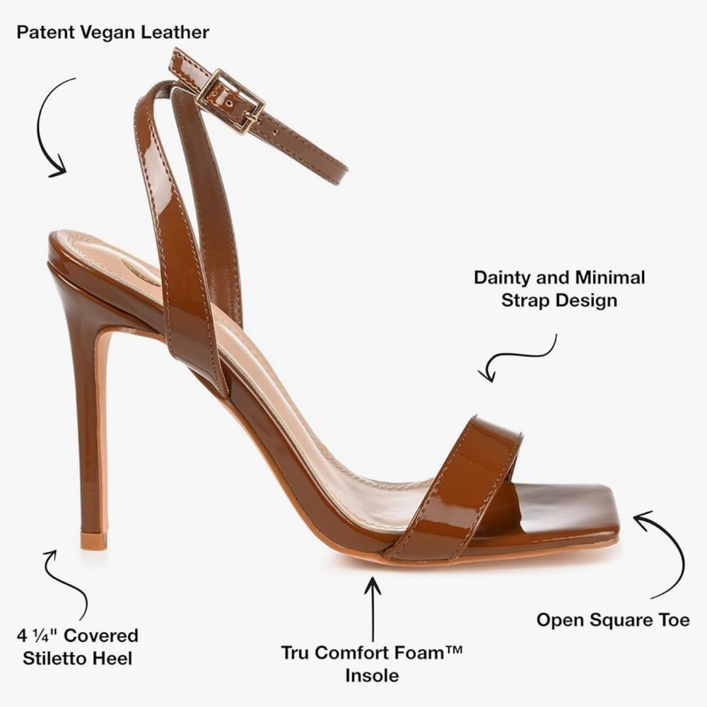 Journee Collection Dorian Brown Heeled Sandals with Ankle Strap 7M New with Box